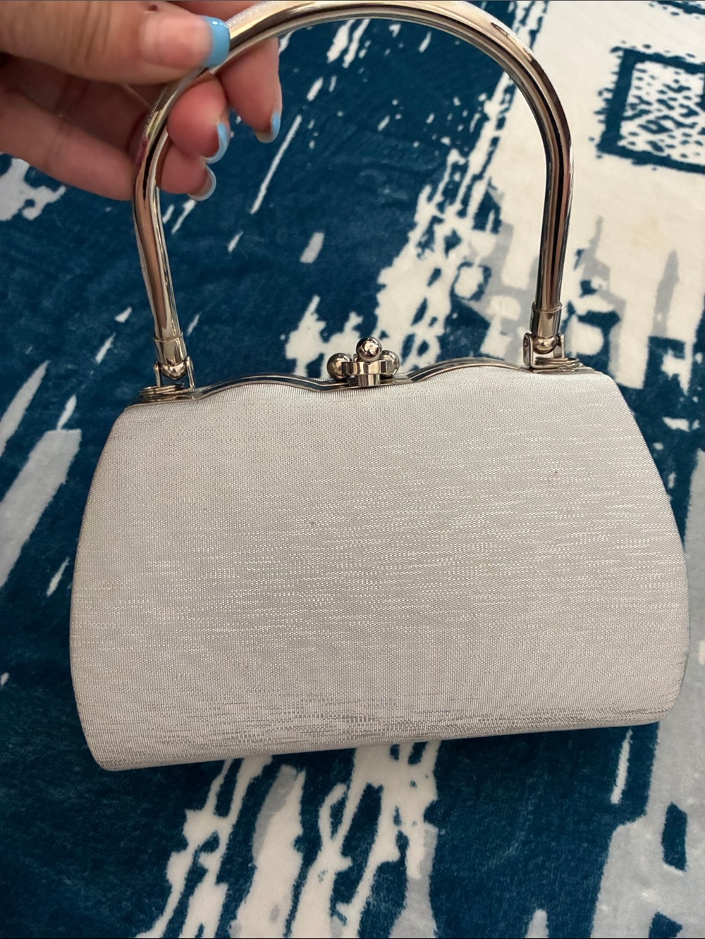 Classic White Evening Clutch with Gold Handle